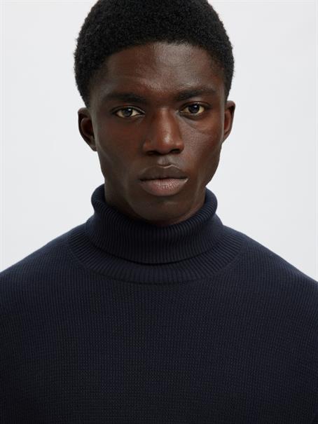 SLHDANE LS KNIT STRUCTURE ROLL NECK NOOS sky captain