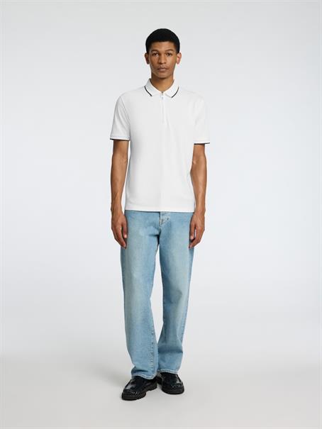 SLHFAVE SPORT ZIP SS POLO NOOS cloud dancer