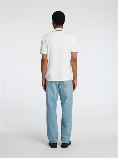 SLHFAVE SPORT ZIP SS POLO NOOS cloud dancer