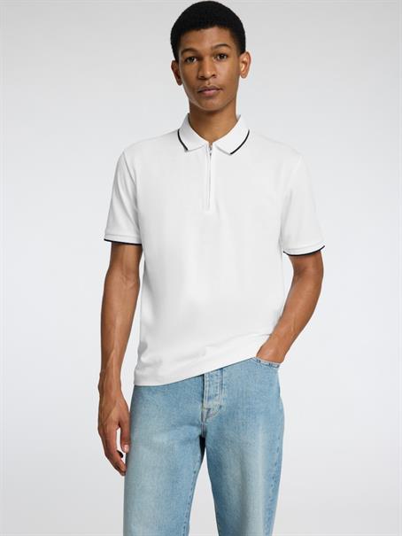 SLHFAVE SPORT ZIP SS POLO NOOS cloud dancer
