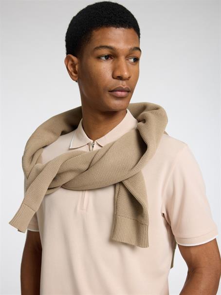 SLHFAVE SPORT ZIP SS POLO NOOS oatmeal