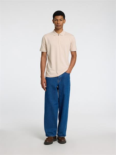 SLHFAVE SPORT ZIP SS POLO NOOS oatmeal