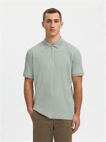 SLHFAVE STRUCTURE SS POLO NOOS aqua gray