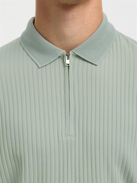 SLHFAVE STRUCTURE SS POLO NOOS aqua gray