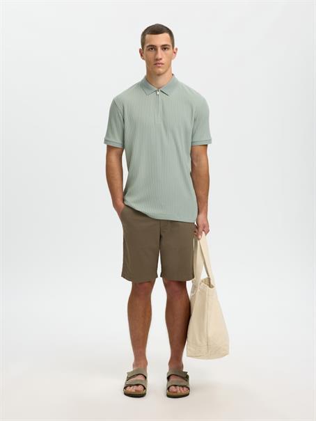 SLHFAVE STRUCTURE SS POLO NOOS aqua gray