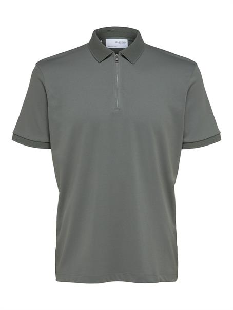 SLHFAVE ZIP SS POLO NOOS agave green