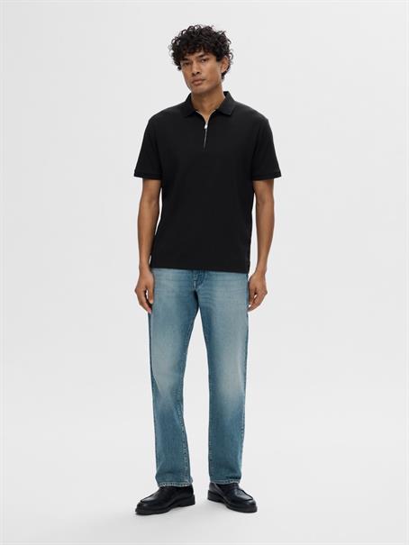 SLHFAVE ZIP SS POLO NOOS black