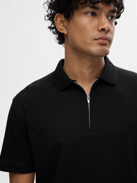 SLHFAVE ZIP SS POLO NOOS black