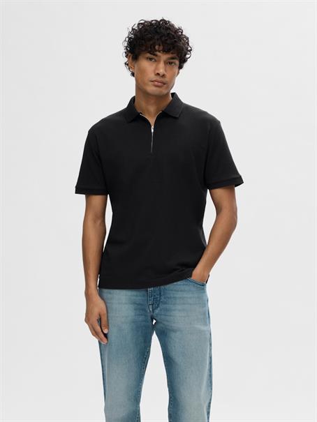 SLHFAVE ZIP SS POLO NOOS black