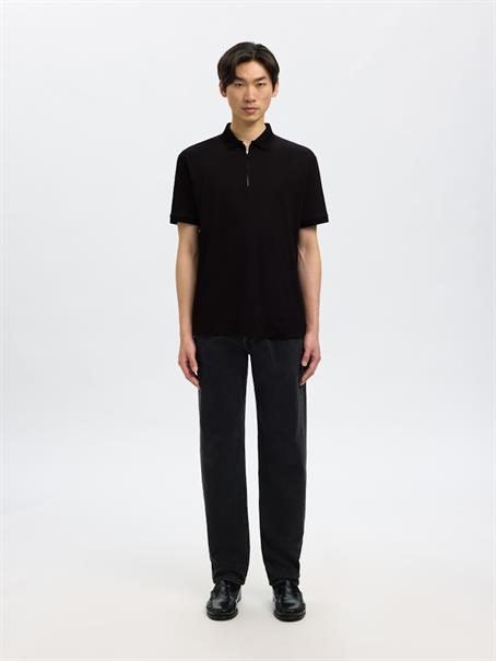 SLHFAVE ZIP SS POLO NOOS black