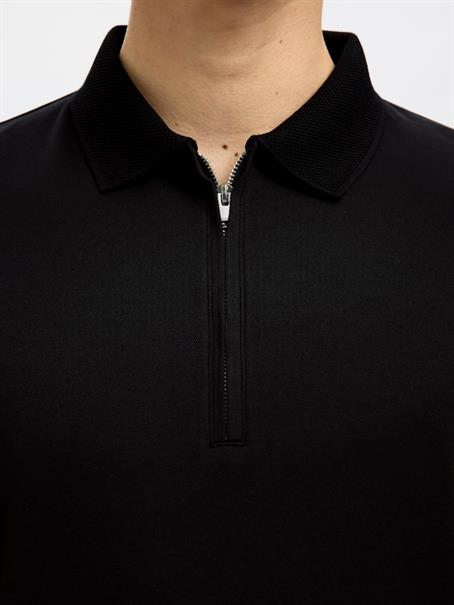 SLHFAVE ZIP SS POLO NOOS black
