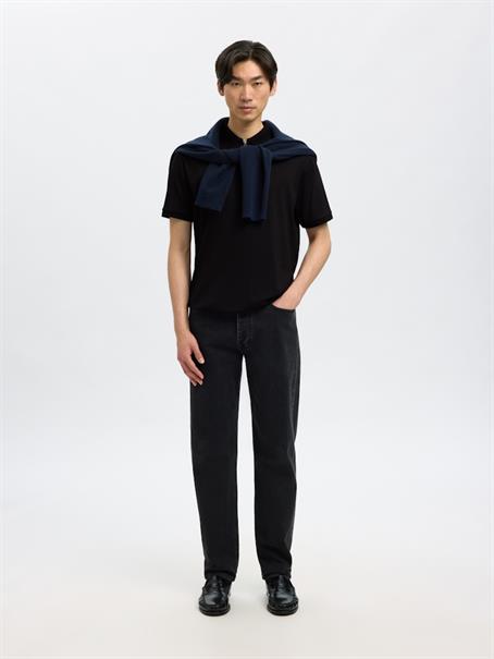 SLHFAVE ZIP SS POLO NOOS black