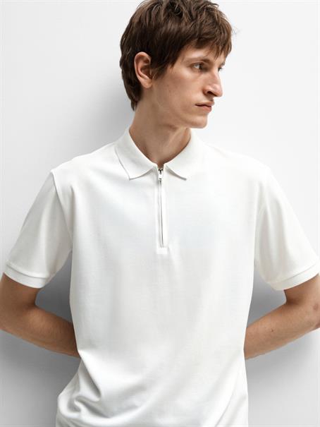 SLHFAVE ZIP SS POLO NOOS cloud dancer