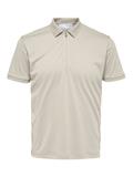 SLHFAVE ZIP SS POLO NOOS oatmeal