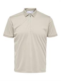 SLHFAVE ZIP SS POLO NOOS oatmeal