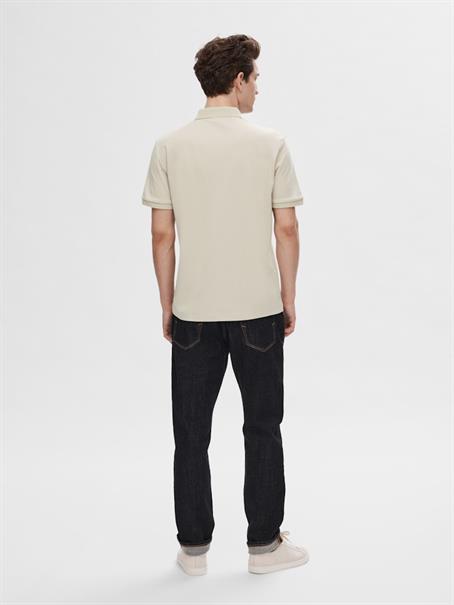SLHFAVE ZIP SS POLO NOOS oatmeal