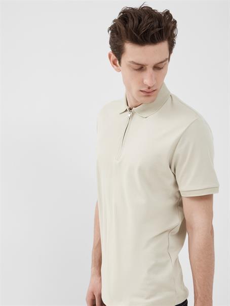 SLHFAVE ZIP SS POLO NOOS oatmeal