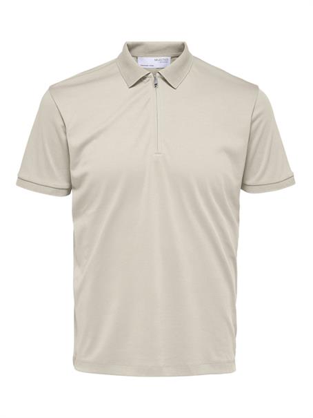 SLHFAVE ZIP SS POLO NOOS oatmeal