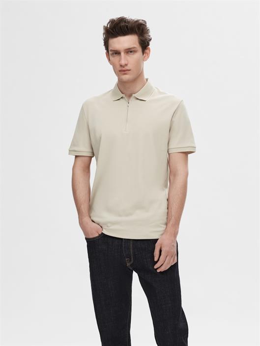 slhfave-zip-ss-polo-noos-oatmeal