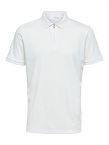 SLHFAVE ZIP SS POLO NOOS weiß