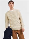 SLHHENRY LS KNIT CABLE CREW NECK W oatmeal