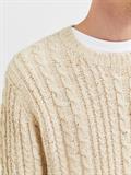 SLHHENRY LS KNIT CABLE CREW NECK W oatmeal