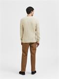 SLHHENRY LS KNIT CABLE CREW NECK W oatmeal