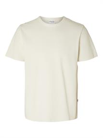 SLHJOSEPH PIQUE SS O-NECK TEE egret