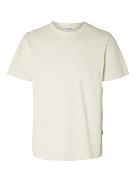 SLHJOSEPH PIQUE SS O-NECK TEE egret