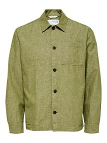 SLHLOOSEBLAS-LINEN OVERSHIRT LS W NOOS olive branch