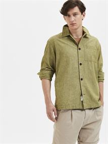SLHLOOSEBLAS-LINEN OVERSHIRT LS W NOOS olive branch
