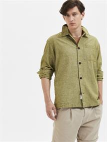 SLHLOOSEBLAS-LINEN OVERSHIRT LS W NOOS olive branch