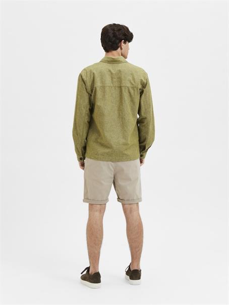 SLHLOOSEBLAS-LINEN OVERSHIRT LS W NOOS olive branch