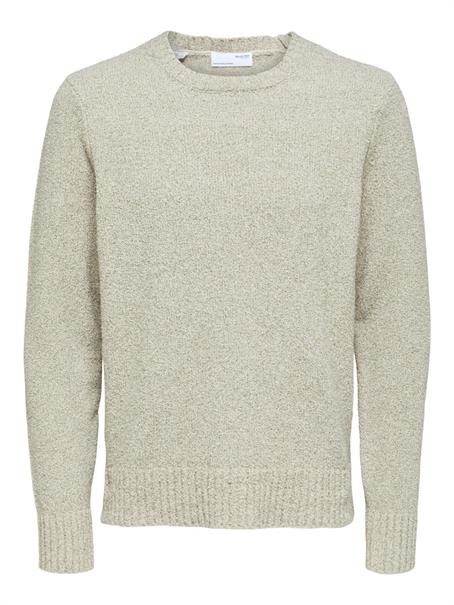 SLHMARCO BOUCLE LS KNIT CREW NECK W oatmeal