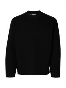 SLHMIKE LIGHT LS KNIT RELAXED MOCK NECK black