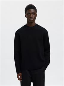 SLHMIKE LIGHT LS KNIT RELAXED MOCK NECK black