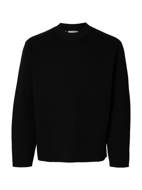 SLHMIKE LIGHT LS KNIT RELAXED MOCK NECK black