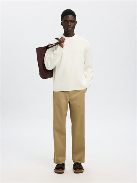 SLHMIKE LIGHT LS KNIT RELAXED MOCK NECK egret
