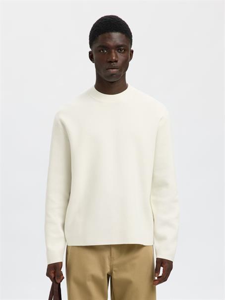 SLHMIKE LIGHT LS KNIT RELAXED MOCK NECK egret