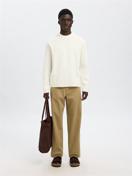 SLHMIKE LIGHT LS KNIT RELAXED MOCK NECK egret