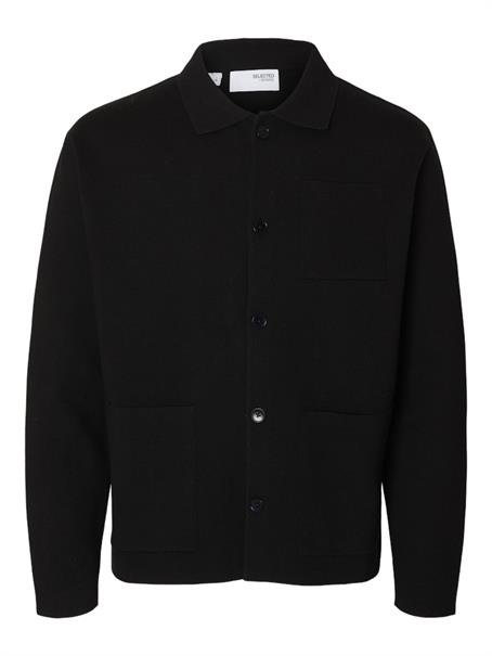 SLHMIKE LIGHT RELAXED POLO CARDIGAN NOOS black