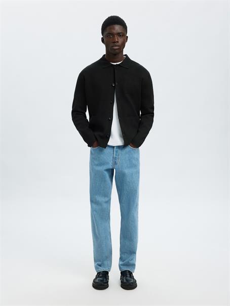 SLHMIKE LIGHT RELAXED POLO CARDIGAN NOOS black