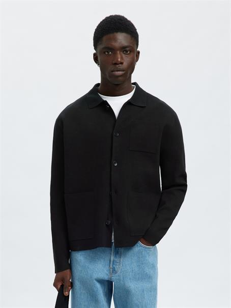 SLHMIKE LIGHT RELAXED POLO CARDIGAN NOOS black