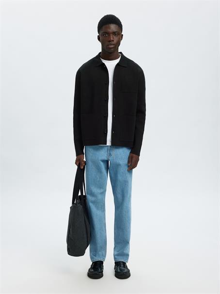 SLHMIKE LIGHT RELAXED POLO CARDIGAN NOOS black