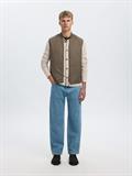 SLHMIKE LIGHT RELAXED POLO CARDIGAN NOOS oatmeal