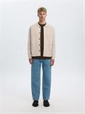 SLHMIKE LIGHT RELAXED POLO CARDIGAN NOOS oatmeal