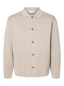 SLHMIKE LIGHT RELAXED POLO CARDIGAN NOOS oatmeal