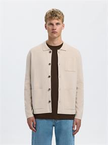 SLHMIKE LIGHT RELAXED POLO CARDIGAN NOOS oatmeal