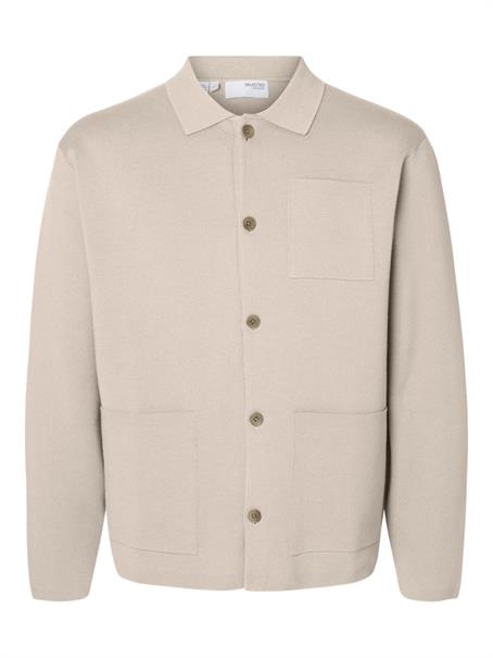 SLHMIKE LIGHT RELAXED POLO CARDIGAN NOOS oatmeal
