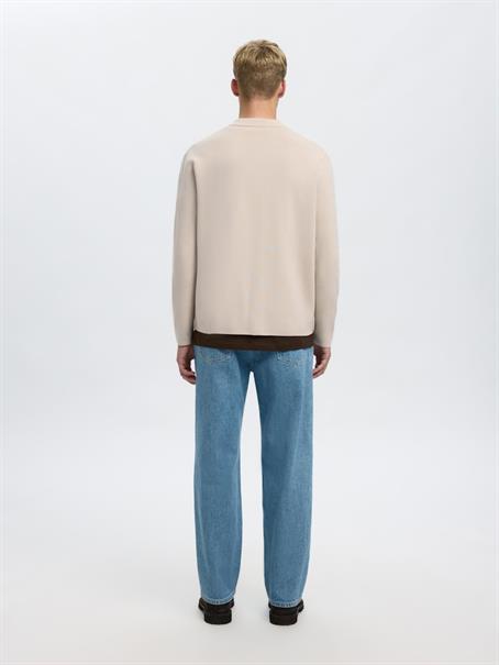 SLHMIKE LIGHT RELAXED POLO CARDIGAN NOOS oatmeal